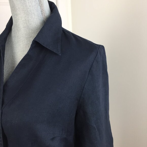 Women's Linen Button Down Shirt sz M -Midnight Blue - Picture 3 of 9
